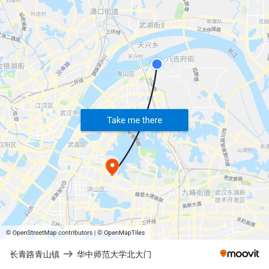 长青路青山镇 to 华中师范大学北大门 map