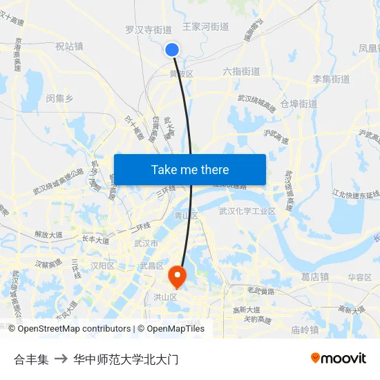 合丰集 to 华中师范大学北大门 map