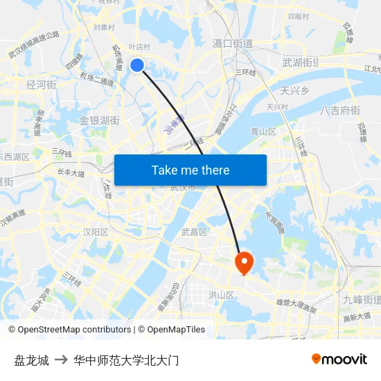 盘龙城 to 华中师范大学北大门 map