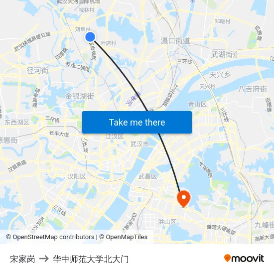 宋家岗 to 华中师范大学北大门 map