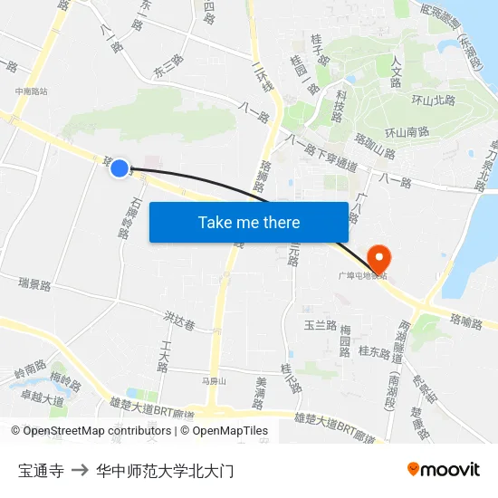 宝通寺 to 华中师范大学北大门 map