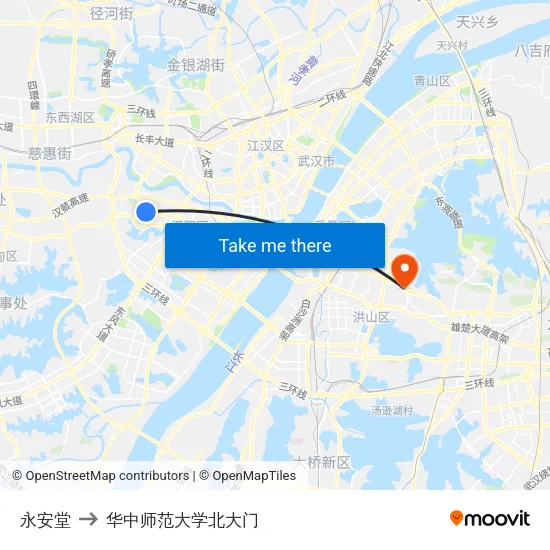 永安堂 to 华中师范大学北大门 map