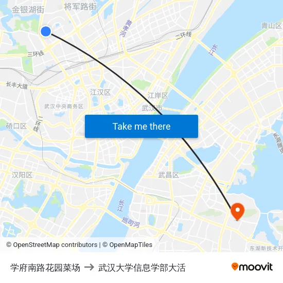 学府南路花园菜场 to 武汉大学信息学部大活 map