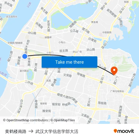 黄鹤楼南路 to 武汉大学信息学部大活 map