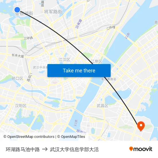 环湖路马池中路 to 武汉大学信息学部大活 map