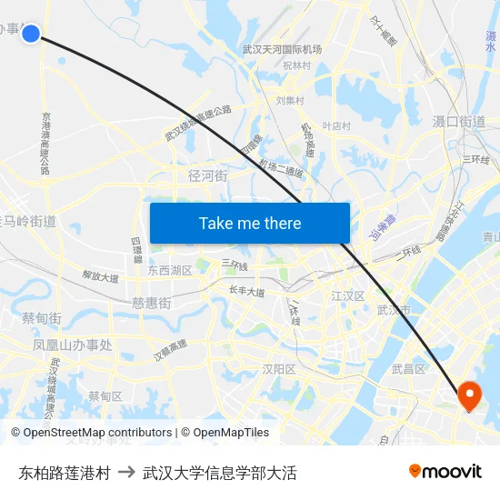 东柏路莲港村 to 武汉大学信息学部大活 map