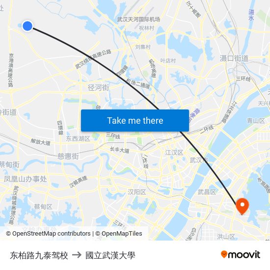 东柏路九泰驾校 to 國立武漢大學 map