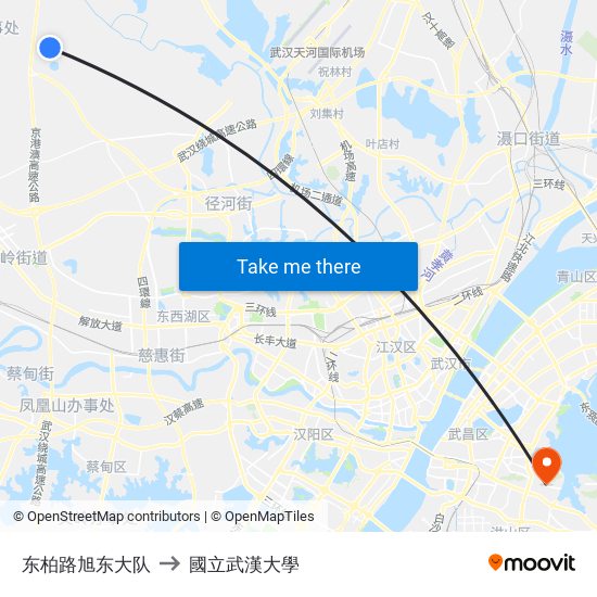 东柏路旭东大队 to 國立武漢大學 map