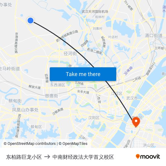 东柏路巨龙小区 to 中南财经政法大学首义校区 map