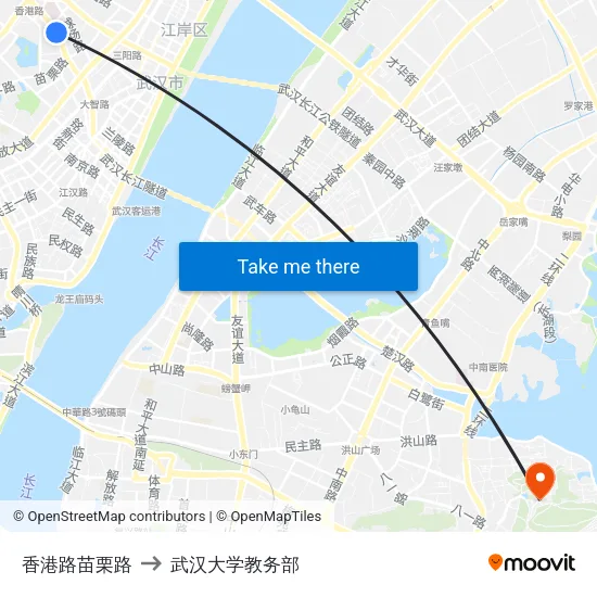 香港路苗栗路 to 武汉大学教务部 map