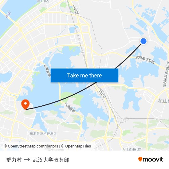 群力村 to 武汉大学教务部 map