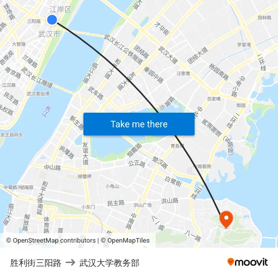 胜利街三阳路 to 武汉大学教务部 map
