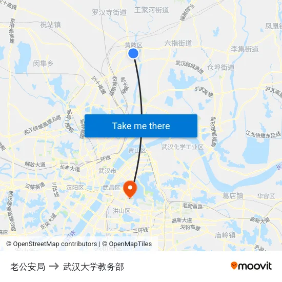老公安局 to 武汉大学教务部 map
