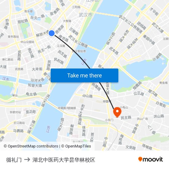 循礼门 to 湖北中医药大学昙华林校区 map