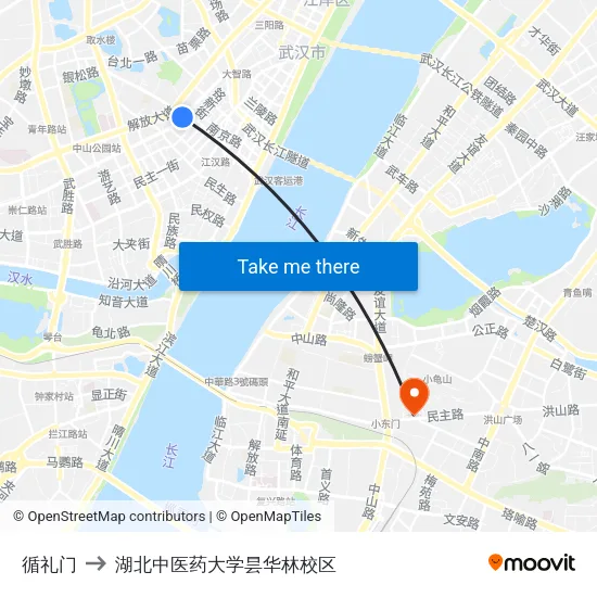 循礼门 to 湖北中医药大学昙华林校区 map