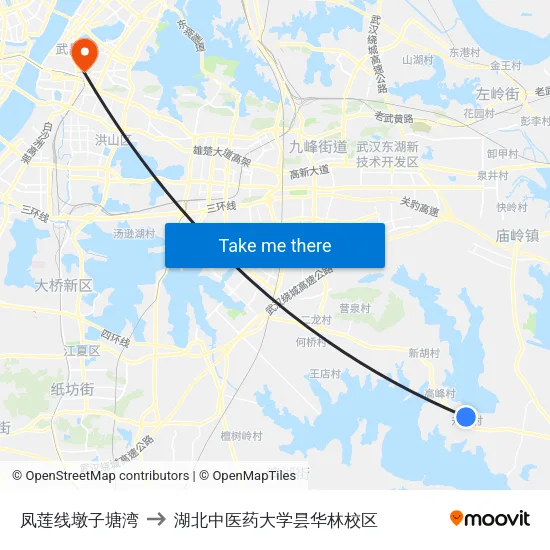 凤莲线墩子塘湾 to 湖北中医药大学昙华林校区 map