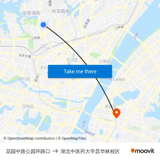 花园中路公园环路口 to 湖北中医药大学昙华林校区 map