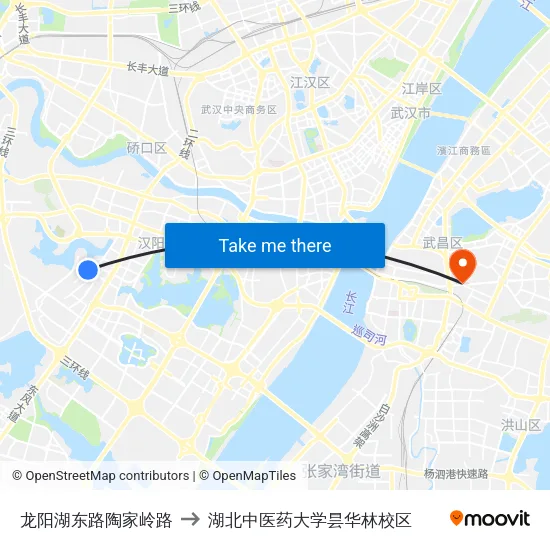 龙阳湖东路陶家岭路 to 湖北中医药大学昙华林校区 map