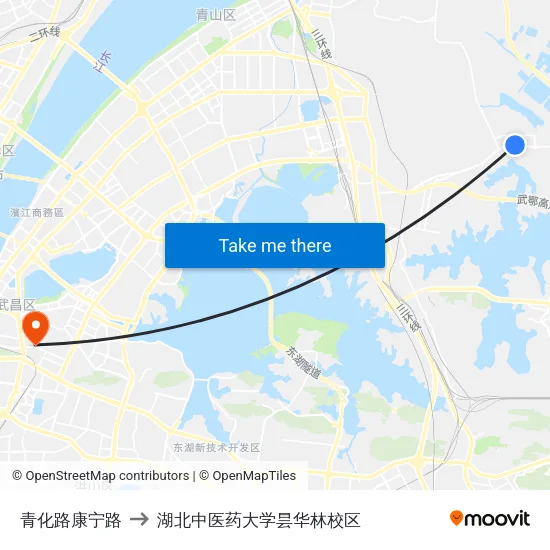 青化路康宁路 to 湖北中医药大学昙华林校区 map