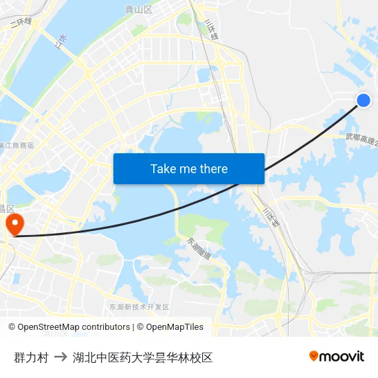 群力村 to 湖北中医药大学昙华林校区 map