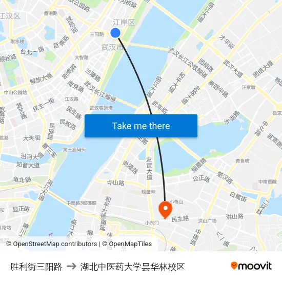 胜利街三阳路 to 湖北中医药大学昙华林校区 map