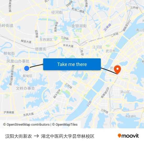 汉阳大街新农 to 湖北中医药大学昙华林校区 map