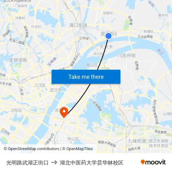 光明路武湖正街口 to 湖北中医药大学昙华林校区 map