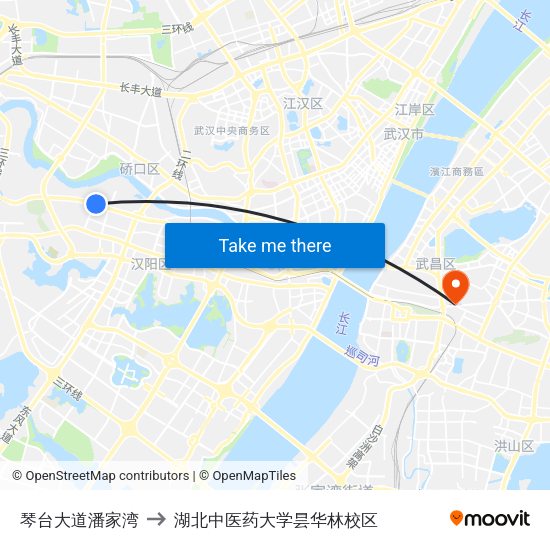 琴台大道潘家湾 to 湖北中医药大学昙华林校区 map