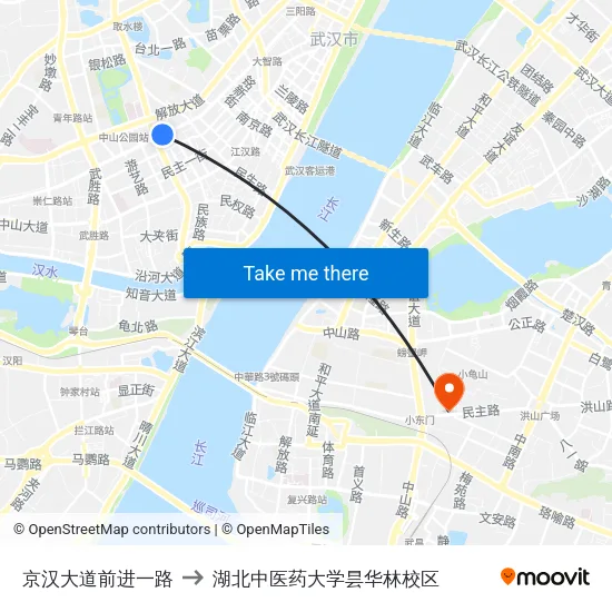 京汉大道前进一路 to 湖北中医药大学昙华林校区 map