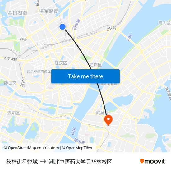 秋桂街星悦城 to 湖北中医药大学昙华林校区 map
