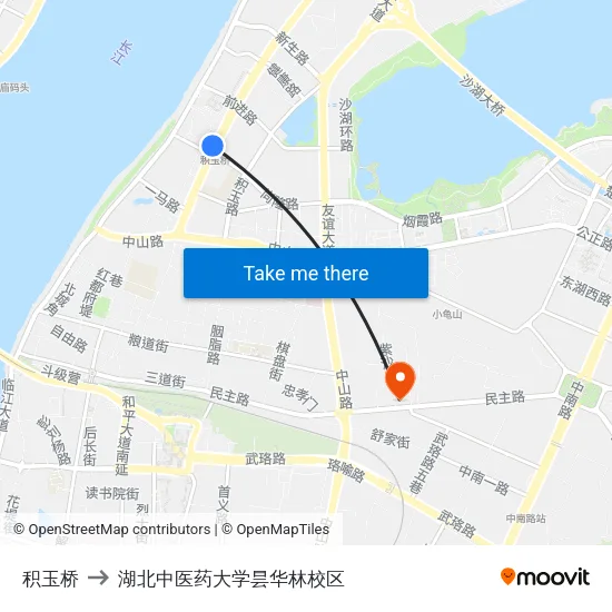 积玉桥 to 湖北中医药大学昙华林校区 map
