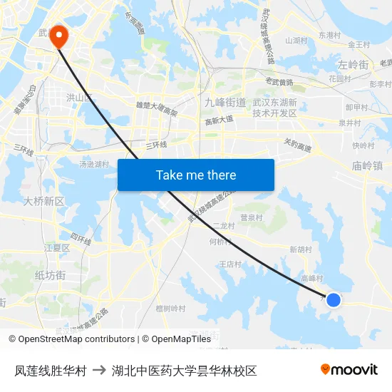 凤莲线胜华村 to 湖北中医药大学昙华林校区 map
