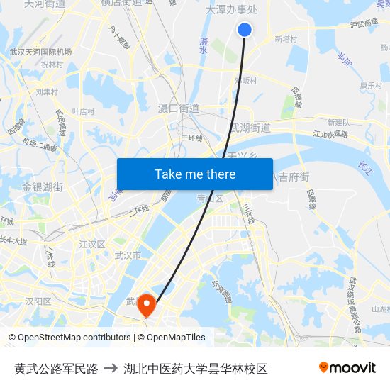 黄武公路军民路 to 湖北中医药大学昙华林校区 map