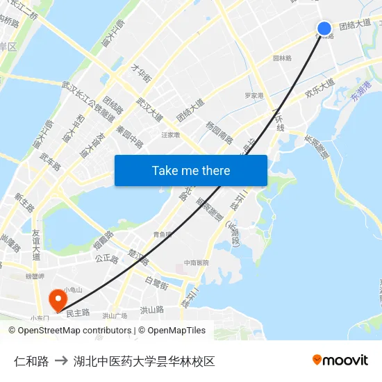 仁和路 to 湖北中医药大学昙华林校区 map