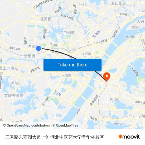 三秀路东西湖大道 to 湖北中医药大学昙华林校区 map