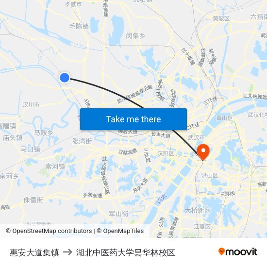 惠安大道集镇 to 湖北中医药大学昙华林校区 map
