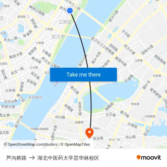 芦沟桥路 to 湖北中医药大学昙华林校区 map