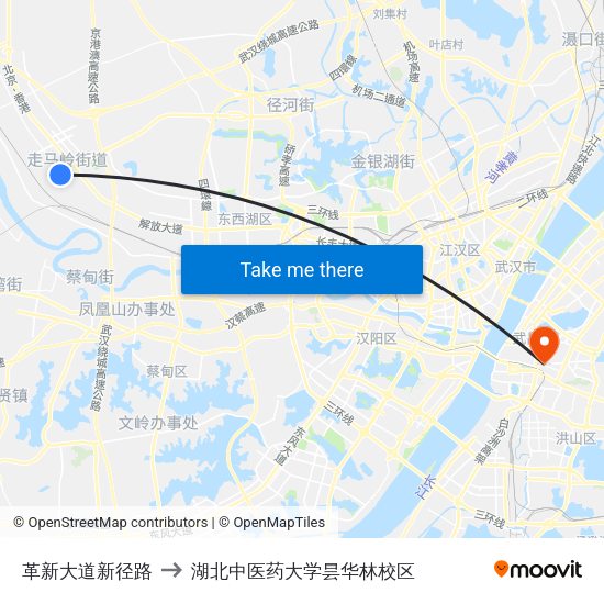 革新大道新径路 to 湖北中医药大学昙华林校区 map