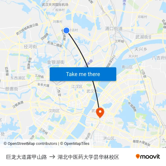 巨龙大道露甲山路 to 湖北中医药大学昙华林校区 map