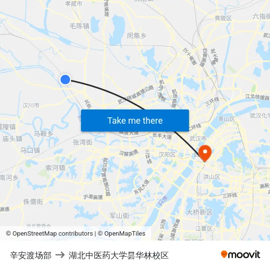 辛安渡场部 to 湖北中医药大学昙华林校区 map