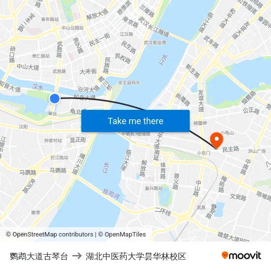 鹦鹉大道古琴台 to 湖北中医药大学昙华林校区 map
