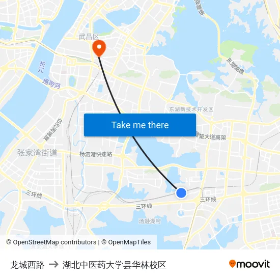 龙城西路 to 湖北中医药大学昙华林校区 map