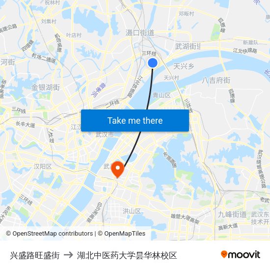 兴盛路旺盛街 to 湖北中医药大学昙华林校区 map