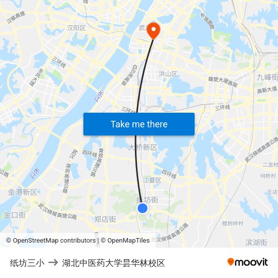 纸坊三小 to 湖北中医药大学昙华林校区 map