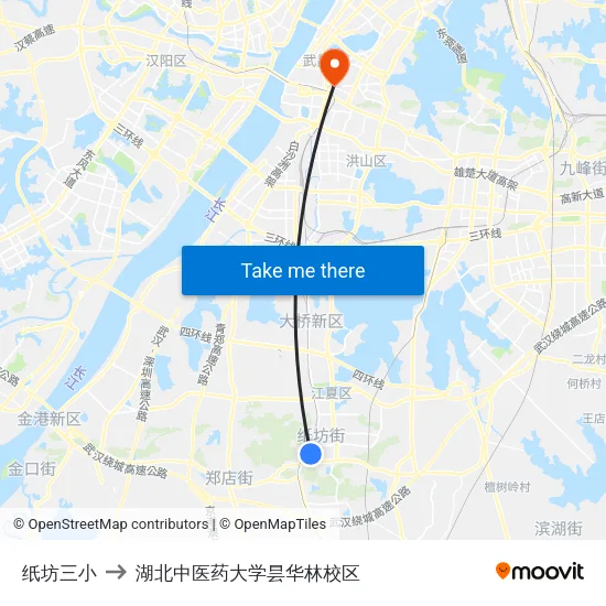 纸坊三小 to 湖北中医药大学昙华林校区 map