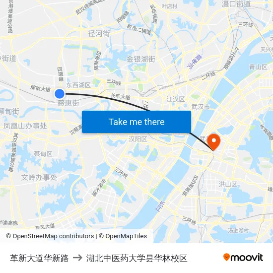 革新大道华新路 to 湖北中医药大学昙华林校区 map