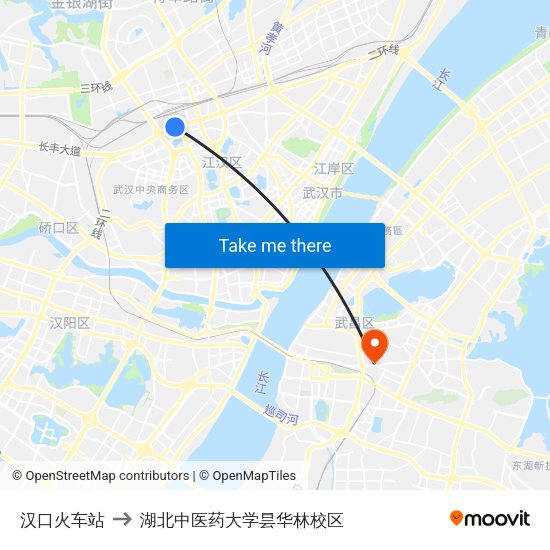 汉口火车站 to 湖北中医药大学昙华林校区 map