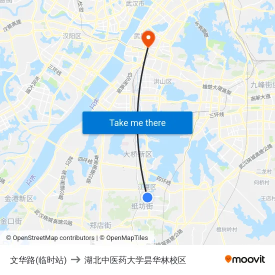 文华路(临时站) to 湖北中医药大学昙华林校区 map