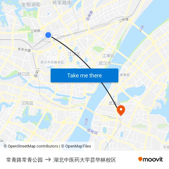 常青路常青公园 to 湖北中医药大学昙华林校区 map