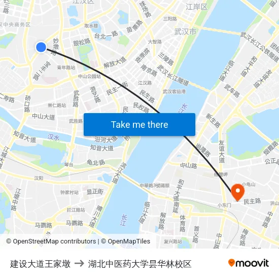 建设大道王家墩 to 湖北中医药大学昙华林校区 map